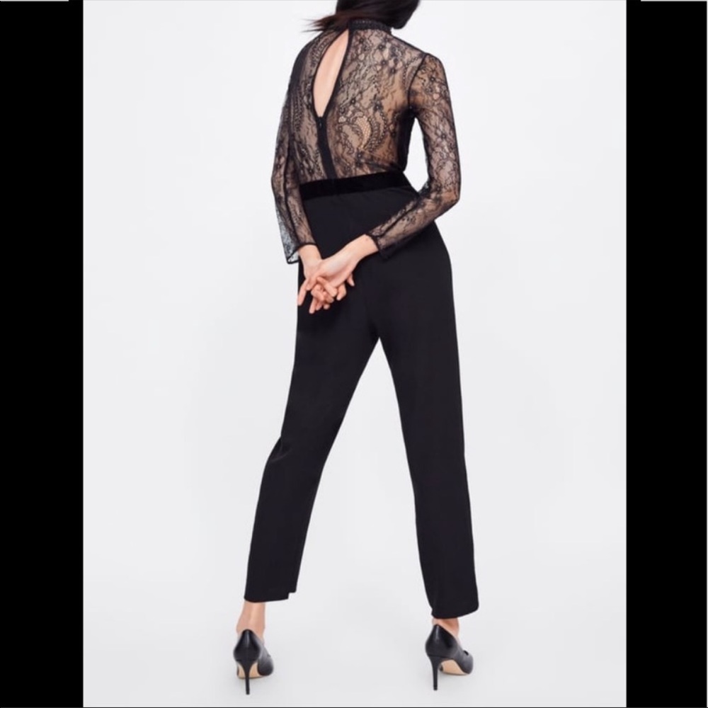 COPY - NWOT ZARA Black Lace Tuxedo Jumpsuit - Picture 7 of 9